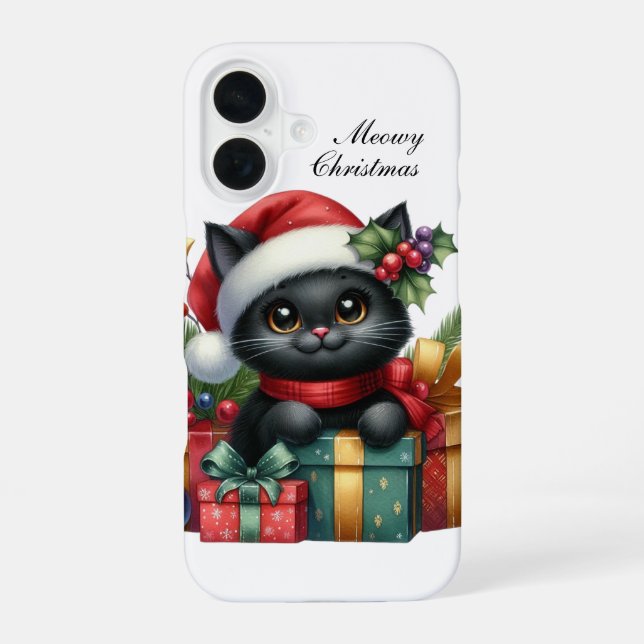 Festive Christmas Cat customizable iPhone Case (Back)
