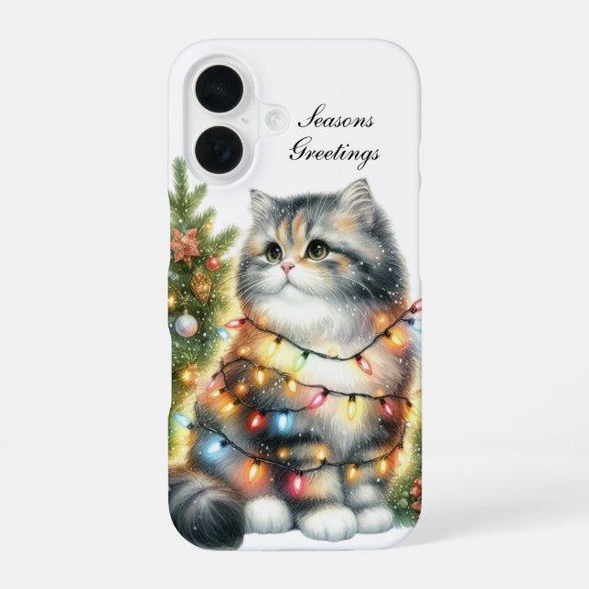 Festive Christmas Cat customizable  Iphone Case (Back)