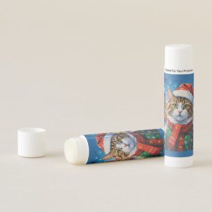 Festive Christmas Cat in Santa Hat Lip Balm