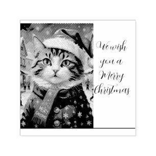 Festive Christmas Cat in Santa Hat Self-inking Stamp
