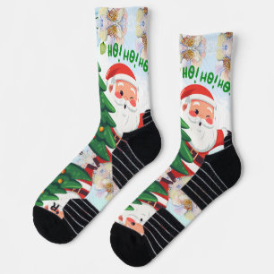 Festive Christmas Cat in Santa Hat Socks