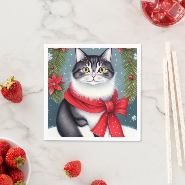 Festive Christmas Cat Napkins (Insitu)