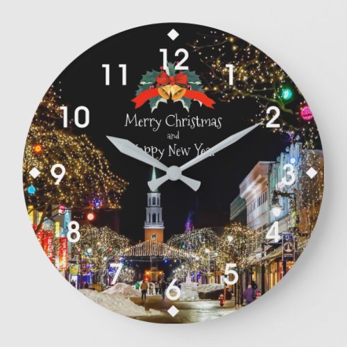 Festive Christmas Celebration Large Clock