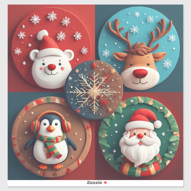Festive Christmas Characters Collection Sticker (Sheet)