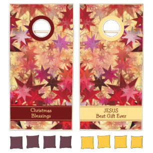 Festive CHRISTMAS CLUSTER STARS Personalized Cornhole Set