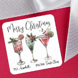 Festive Christmas Cocktail Gift Tag Sticker<br><div class="desc">Add a festive touch to your holiday wrapping with this cheerful Christmas gift tag featuring a vibrant watercolor cocktail design. A mix of red and green holiday drinks is centered in the middle of the tag, bringing a lively and playful vibe to your gift packaging. “Merry Christmas” is printed across...</div>