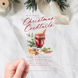 Festive Christmas Cocktails Holiday Party Acrylic Invitations