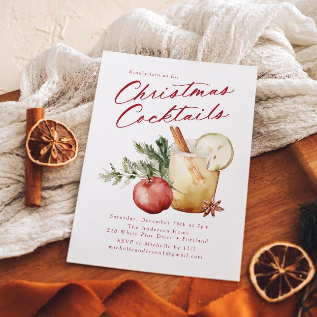 Festive Christmas Cocktails Holiday Party Invitation (Creator Uploaded)