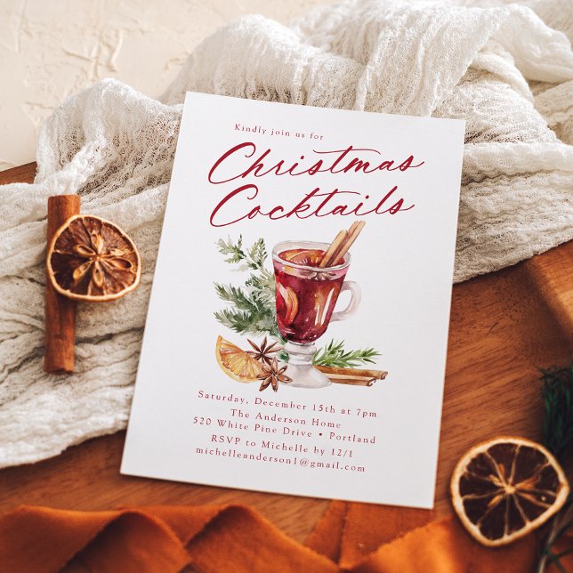Festive Christmas Cocktails Holiday Party Invitation (Creator Uploaded)