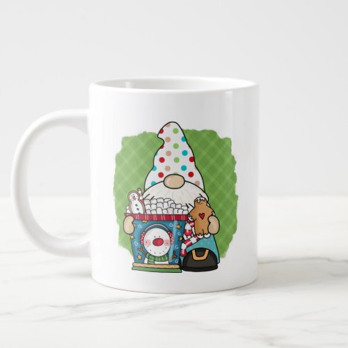 festive Christmas cocoa gnome add monogram Giant Coffee Mug