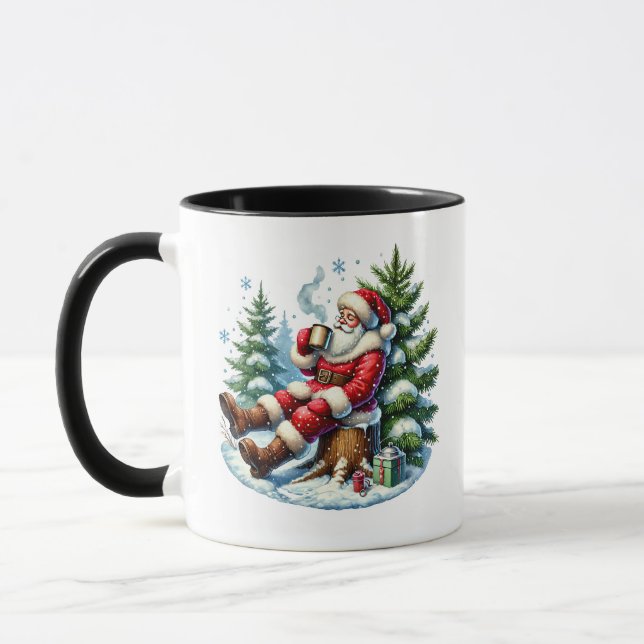 Festive Christmas cocoa Santa add monogram  Mug (Left)