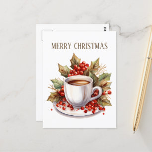 festive Christmas coffee add text Postcard
