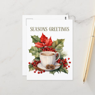 festive Christmas coffee add text Postcard