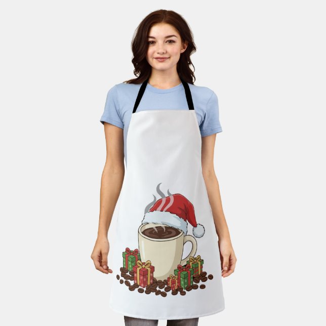 Festive Christmas Coffee Santa Hat | Cute Holiday  Apron (Worn)