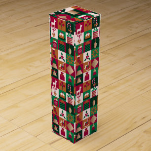 🎄 Festive Christmas Collage Elegant Holiday Gift Wine Box