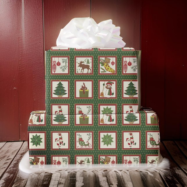 Festive Christmas Collage Pattern  Wrapping Paper (Creator Uploaded)