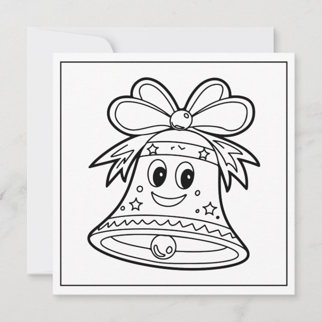 Festive Christmas coloring bell Holiday Card (Front)