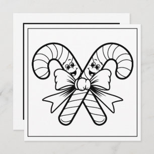 Festive Christmas coloring candy cane Holiday Card