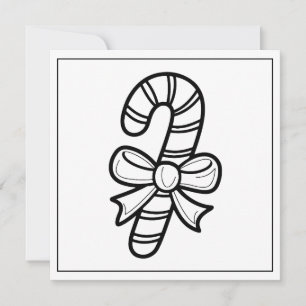 Festive Christmas coloring candy cane Holiday Card