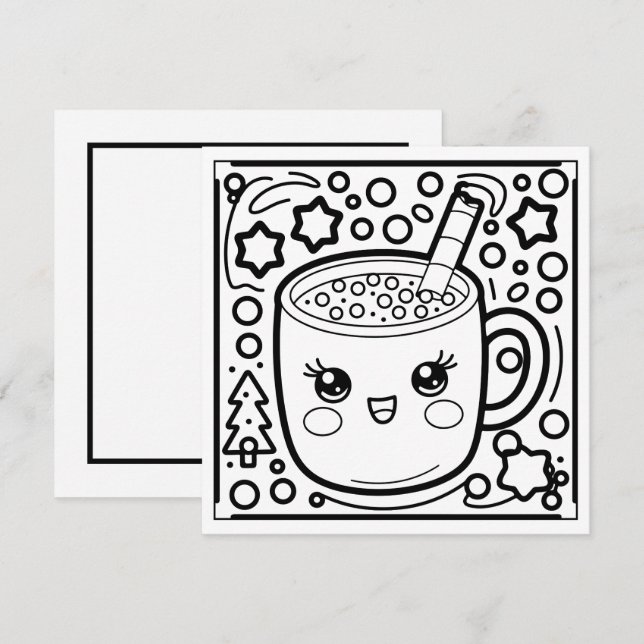Festive Christmas coloring cocoa Holiday Card (Front/Back)