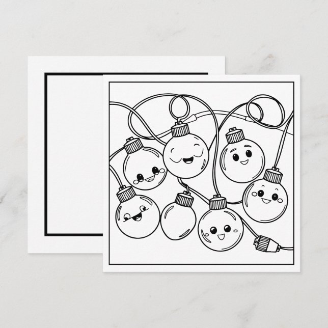 Festive Christmas coloring lights Holiday Card (Front/Back)