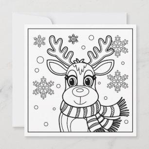 Festive Christmas coloring reindeer Holiday Card