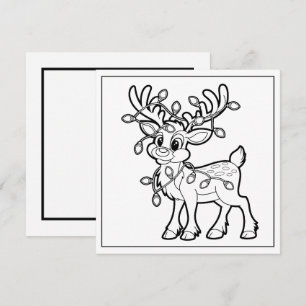 Festive Christmas coloring reindeer Holiday Card