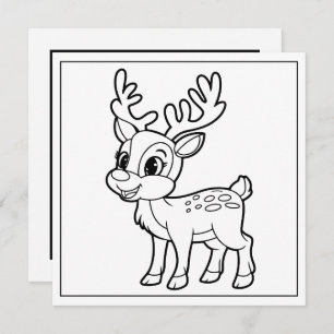 Festive Christmas coloring reindeer Holiday Card