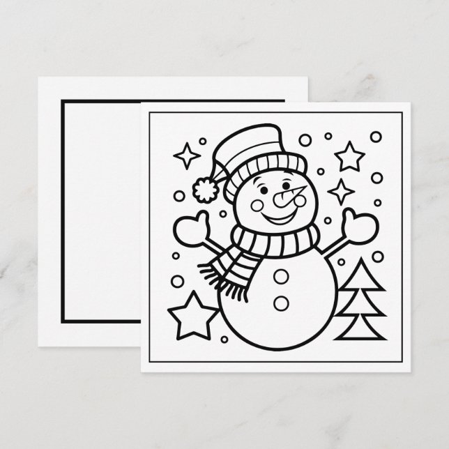 Festive Christmas coloring snowman  Holiday Card (Front/Back)