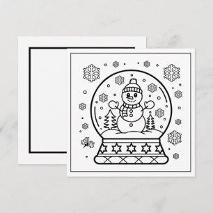 Festive Christmas coloring snowman snow globe Holiday Card