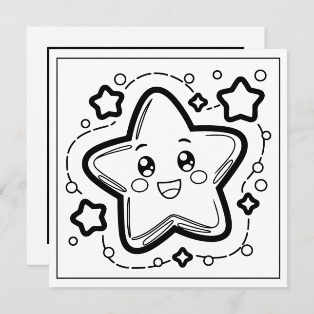 Festive Christmas coloring star Holiday Card (Front/Back)
