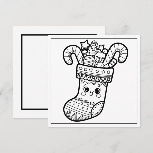 Festive Christmas coloring stocking  Holiday Card (Front/Back)