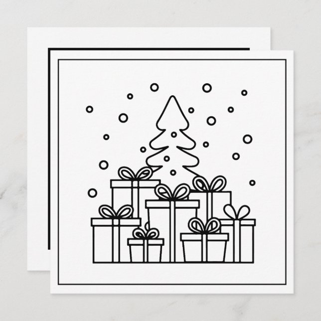 Festive Christmas coloring tree Holiday Card (Front/Back)