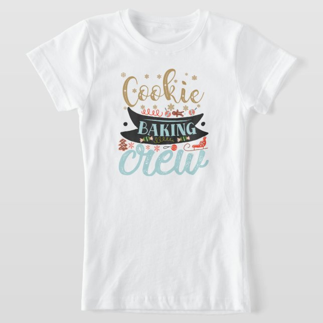 Festive Christmas cookie baking crew word art T-Shirt (Laydown)