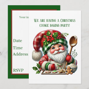 Festive Christmas cookie baking party gnome Invitation