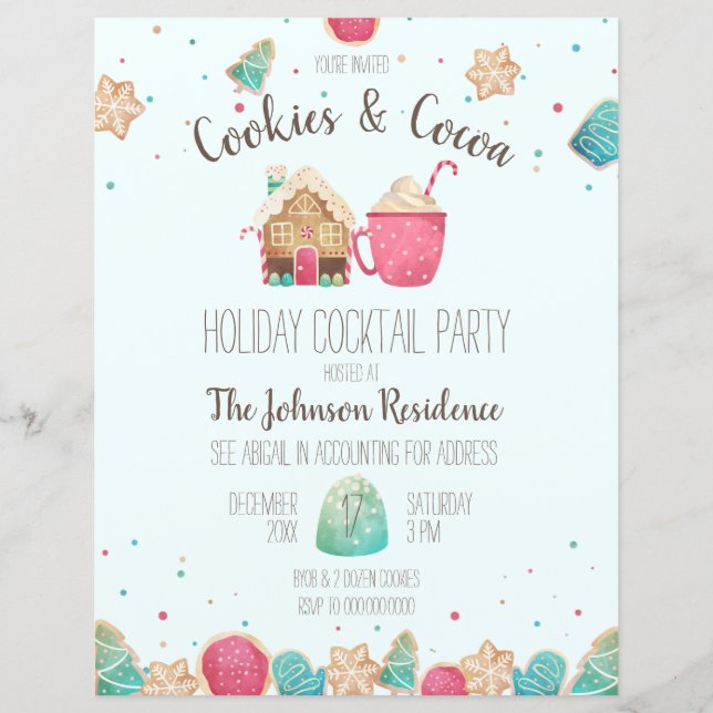 Festive Christmas Cookie Exchange Party Flyer (Front)
