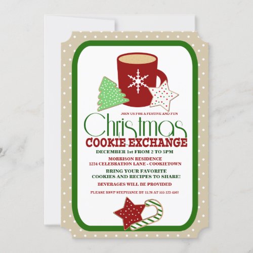 Festive Christmas Cookie Exchange Party Invitation