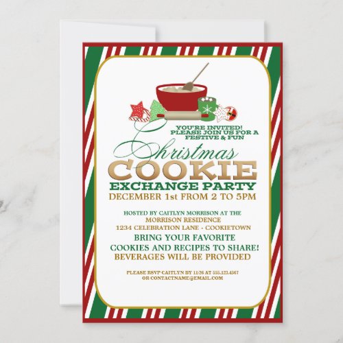 Festive Christmas Cookie Exchange Party Invitation