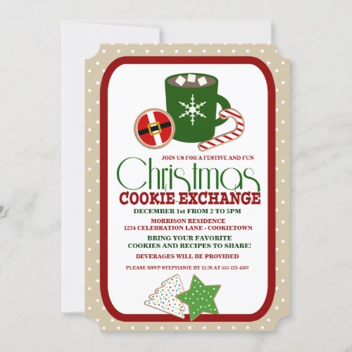 Festive Christmas Cookie Exchange Party Invitation