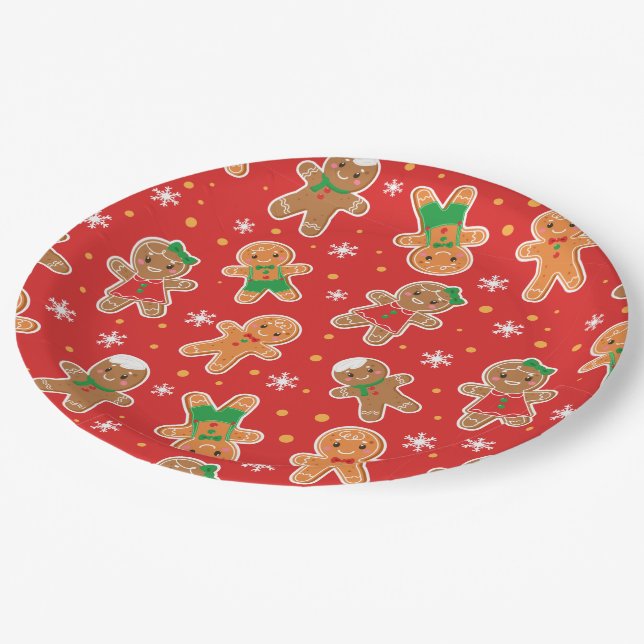 Festive Christmas cookie gingerbread party Paper Plates (Angled)