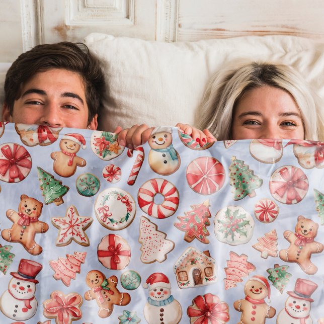 Festive Christmas Cookie Pattern Design Fleece Blanket (Creator Uploaded)