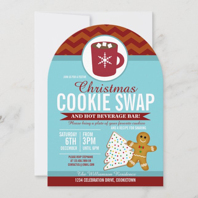 Festive Christmas Cookie Swap Party Invitation (Front)