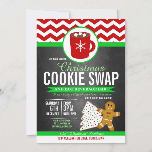 Festive Christmas Cookie Swap Party Invitation (Front)