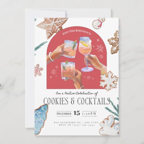 Festive Christmas Cookies  Cocktails Soiree Invitation