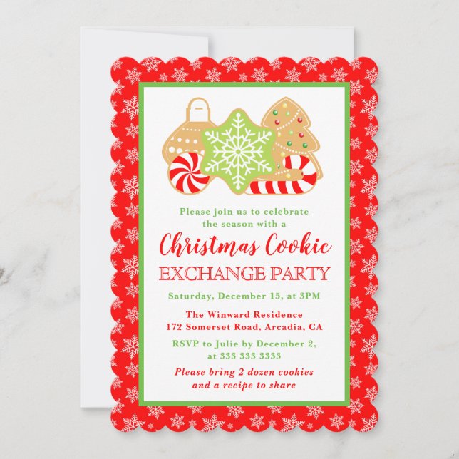 Festive Christmas Cookies Exchange Party  Invitation (Front)
