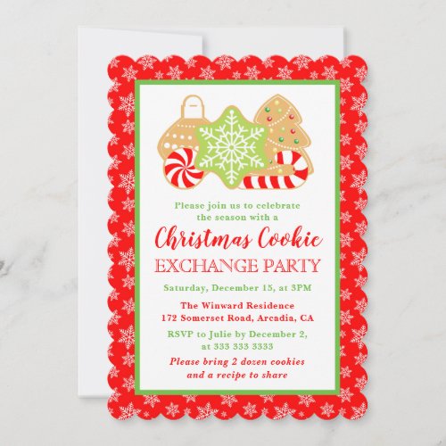 Festive Christmas Cookies Exchange Party  Invitation
