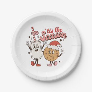 Festive Christmas cookies milk Paper Plates