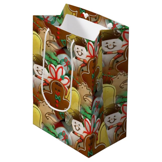 Festive Christmas Cookies Pattern Gift Bag (Front Angled)