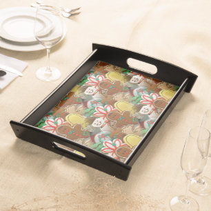 Festive Christmas Cookies Pattern Serving Tray