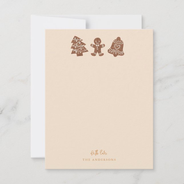 Festive Christmas Cookies Yellow Note Card (Front)